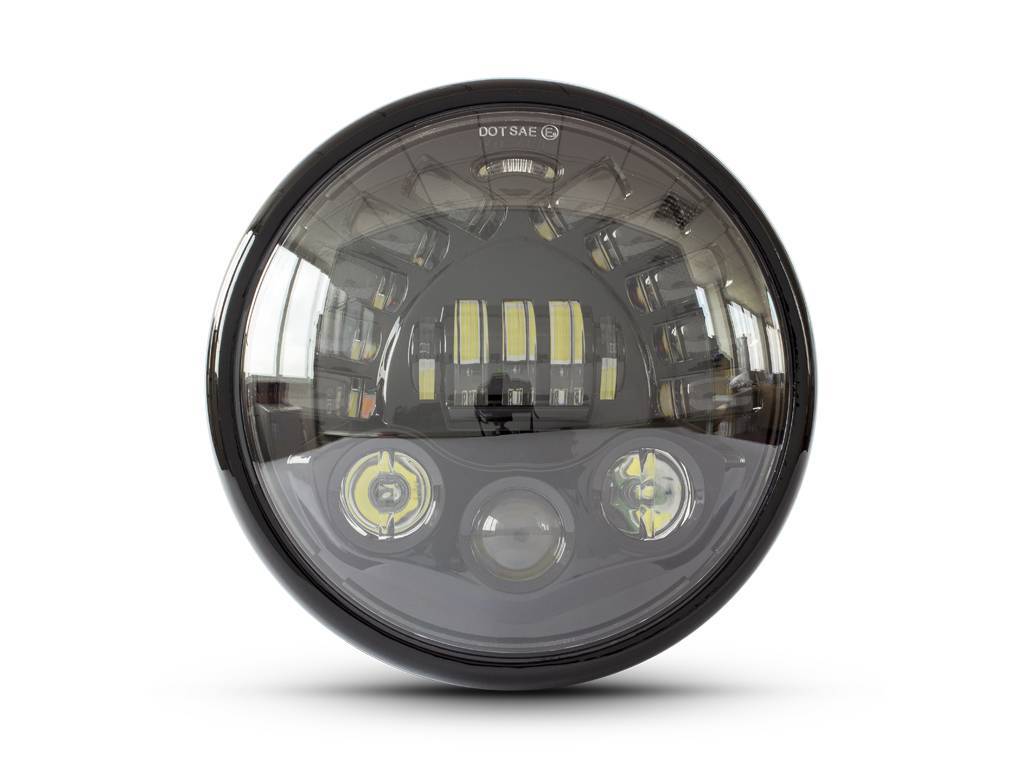 7.7 "Multi LED Headlight + Indicators Black Forlygte Aros